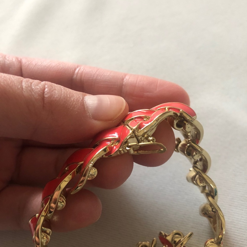 Orange and Gold Braided Bracelet - Picture 2 of 4